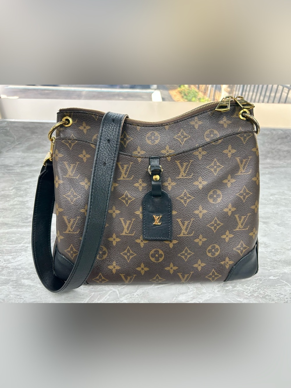 Authentic Louis Vuitton Monogram Canvas Odeon MM Crossbody Bag w/ Dust Bag